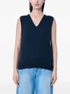 The Row V-neck Knitted Vest In Blue