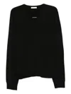 The Row V-neck Wool Sweater In Black
