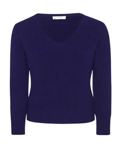 The Row V-necked Cashmere Sweater In Blue