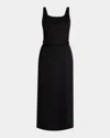 The Row Vadira Sleeveless Belted Wool Midi Dress In Black