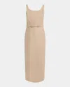The Row Vadira Sleeveless Belted Wool Midi Dress In Neutral