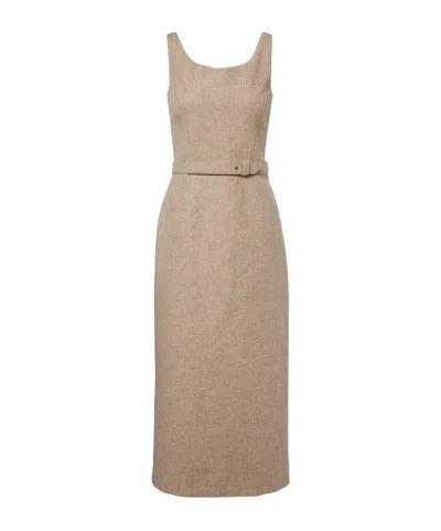 The Row Vadira Wool Midi Dress In Brown