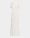 The Row Valenit Short-sleeve Maxi Polo Dress In White