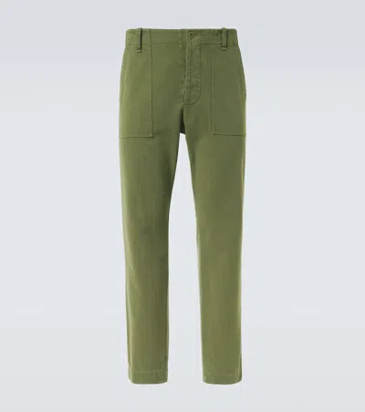 The Row Valerio Cotton Straight Pants In Green