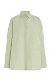 The Row Vanda Striped Cotton Shirt In Green