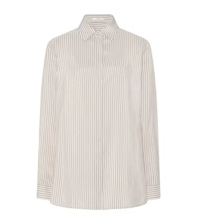 The Row Vanda Silk Stripe Shirt In Neutral