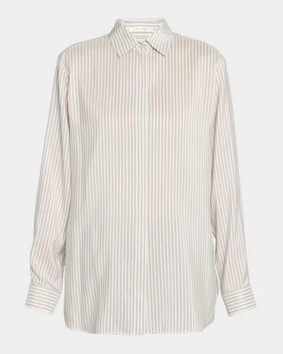 The Row Vanda Stripe Shirt In Gray