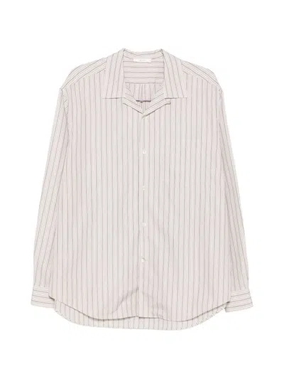 The Row Vanja Striped Cotton Shirt In Neutral