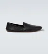 The Row Vasko Leather Slip-on Shoes In Black