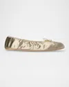 The Row Velvet Ballerina Flats In Brown