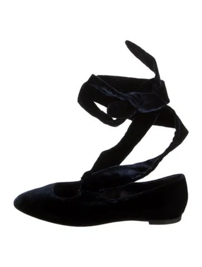 Pre-owned The Row Velvet Ballet Flats In Black/blue