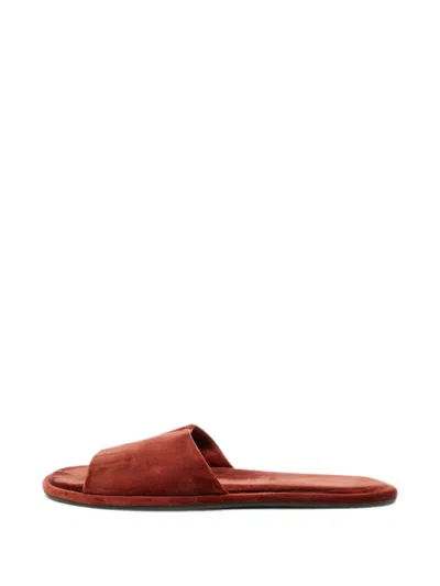 Pre-owned The Row Velvet Flat Slides In Brown