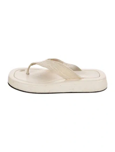 Pre-owned The Row Velvet Flip Flops In Neutral
