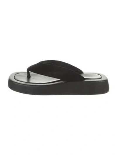 Pre-owned The Row Velvet Flip Flops Velvet Slides In Black