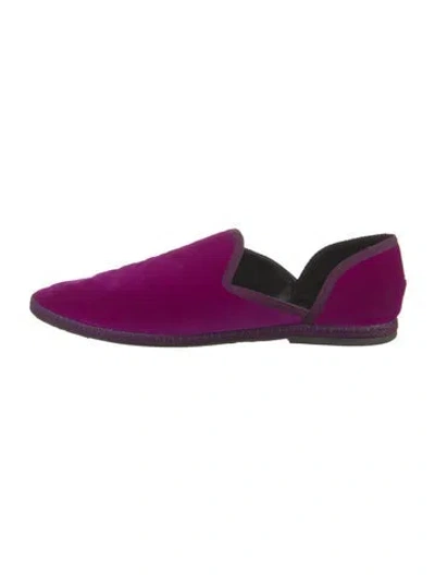 Pre-owned The Row Velvet Leather Trim Embellishment Loafers In Purple