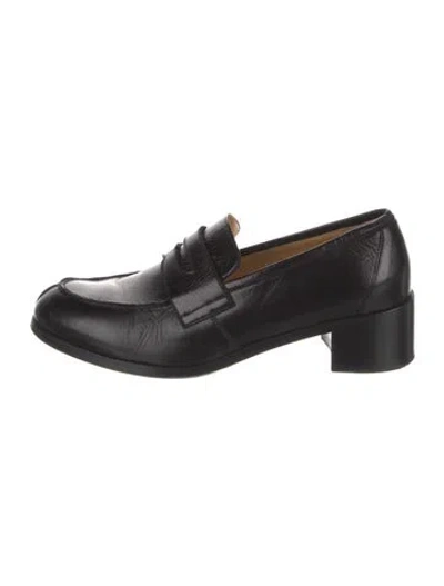 Pre-owned The Row Vera Leather Loafers In Black