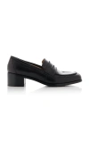 The Row Dark Brown Leather Loafers In Black