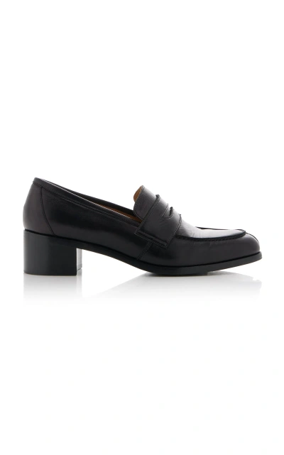 The Row Dark Brown Leather Loafers