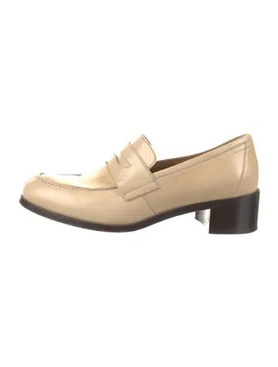 Pre-owned The Row Vera Leather Loafers In Neutral