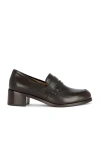 The Row Dark Brown Leather Loafers In Chocolate