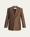 The Row Vermont One-button Mohair Wool Jacket In Dark Beige
