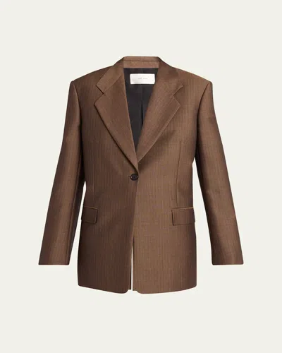 The Row Vermont One-button Mohair Wool Jacket In Dark Beige