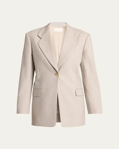 The Row Vermont One-button Wool Cashmere Jacket In Light Pebble