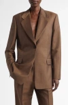 The Row Vermont Single-breasted Structured Jacket With Back Vent In Dark Beige