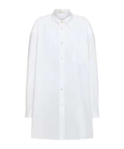 The Row Victoria Oversize Cotton Poplin Shirt In White
