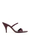 The Row Voluptas Leather Mules In Bordeaubergine