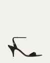 The Row Black Vika Ankle Strap Heeled Sandals In Black
