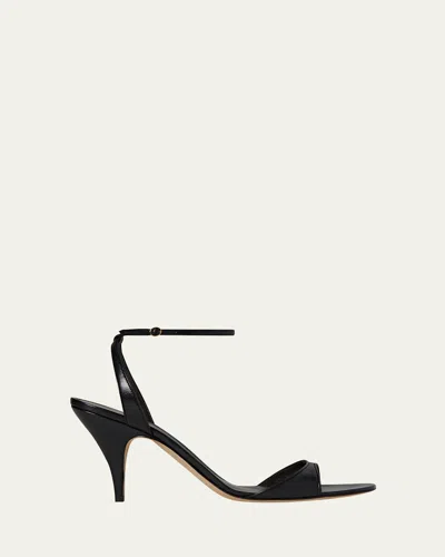 THE ROW VIKA LEATHER ANKLE-STRAP SANDALS