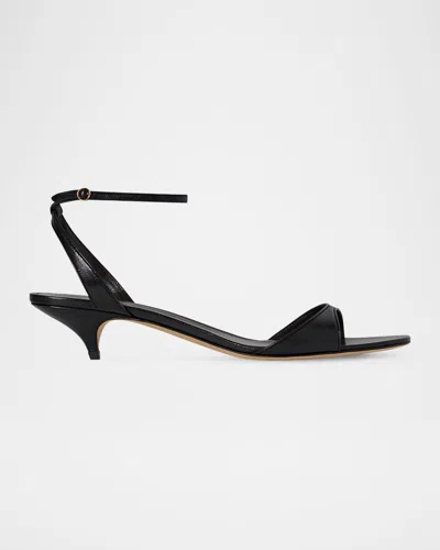 THE ROW VIKA LEATHER ANKLE-STRAP SANDALS