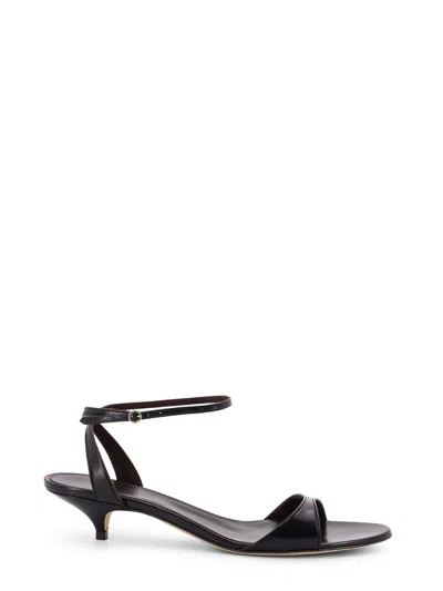 The Row Black Vika Ankle Strap Kitten Heeled Sandals In Blk Black