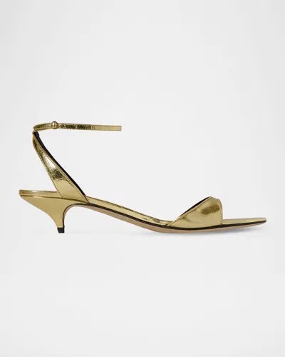 The Row Vika Metallic Ankle-strap Sandals In Gold