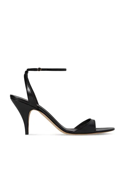 The Row Black Vika Ankle Strap Heeled Sandals