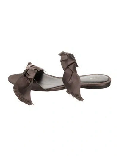 Pre-owned The Row Vika Satin Slides In Brown