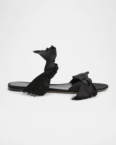 The Row Vika Knotted Satin Sandals In Black
