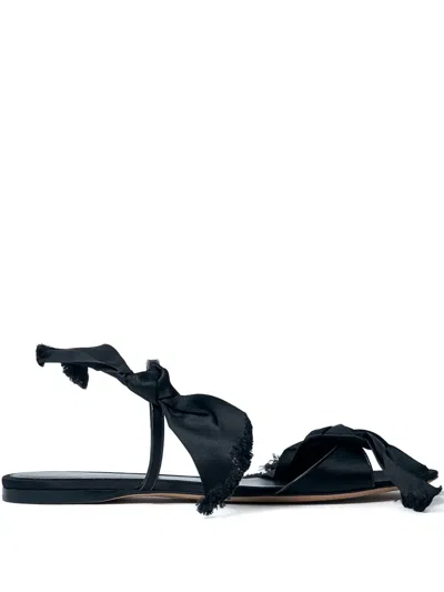 The Row Vika Knotted Satin Sandals In Black
