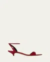 The Row Vika Snakeskin Ankle-strap Sandals In Scarlet
