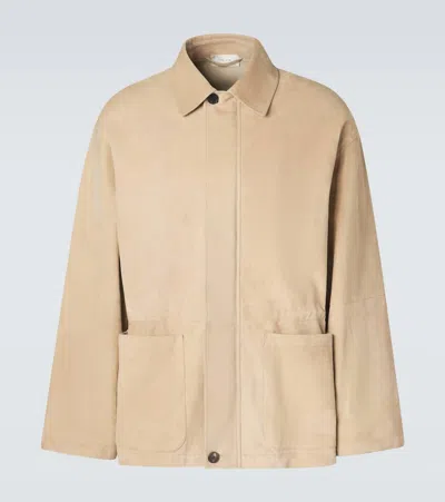 The Row Vilmo Suede Jacket In Neutral