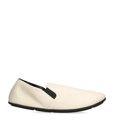 The Row Vincit Leather Slip-on Loafers In Beige