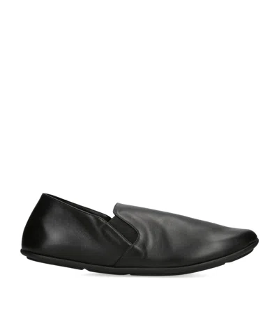 The Row Vincit Leather Slip-on Loafers In Black