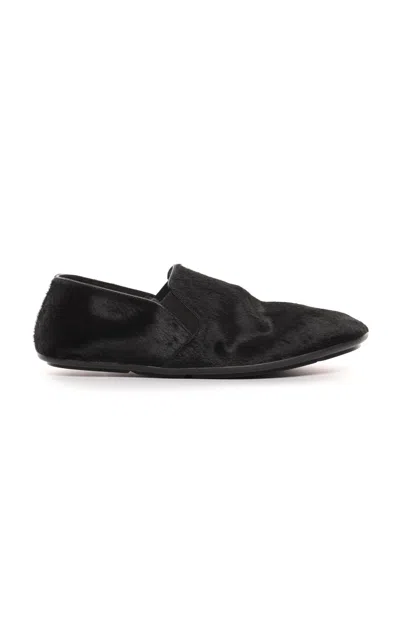 The Row Vincit Pony Hair Flats In Black