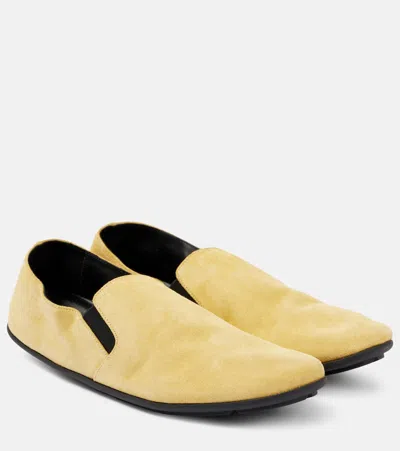 The Row Vincit Suede Loafers In Yellow