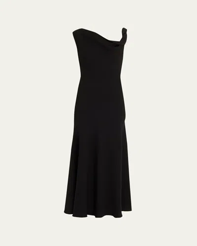 The Row Violetta Asymmetric Silk Dress In Black