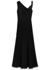 The Row Violette Asymmetric Wool-blend Maxi Dress In Black