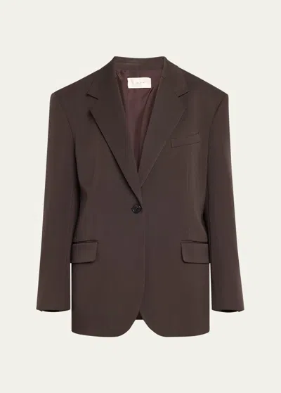 The Row Viper Tailored Cutout Back Wool Jacket In Brown