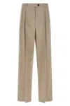 The Row Virgil Tailored Trousers Belt Loops Pleats Pockets In Sand