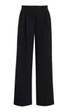 The Row Virgil Pleated Wool-gabardine Wide-leg Pants In Black